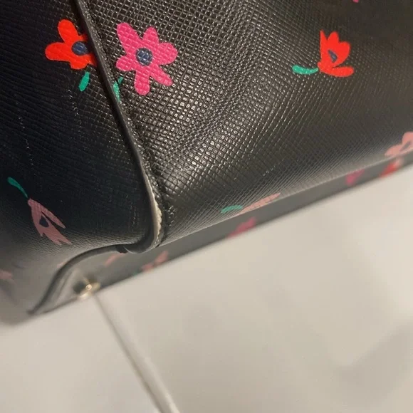 Kate Spade New York Staci Ditsy Buds Saffiano Leather Laptop Tote Floral / Black - Picture 11 of 13